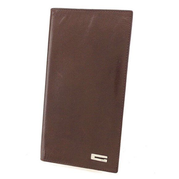 Gucci Wallet Purse Long Wallet G logos Brown Silver Mens Authentic Used T1771 - Picture 1 of 6